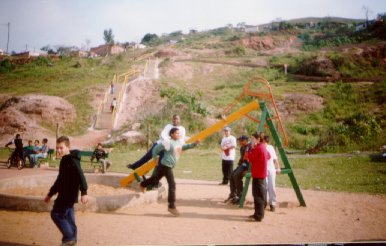 A escada e uma das reas de lazer